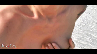 Fit Blonde Babe with Big Ass Fucks on a Nude Beach