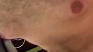 BBW chick gets a warm load in her mouth in close up