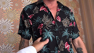 A Busty Slut Invited a Big-dicked Guy to a Threesome, Who Fucked Her Boyfriend and Pussy, Cumming in Him