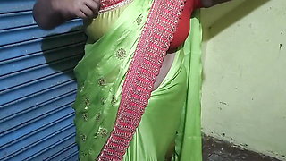 My Indian stepmom dress remove and saree wear my front side I see and record video