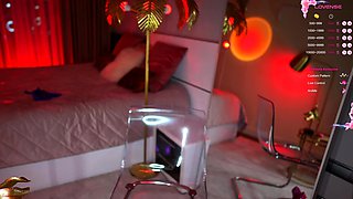 Glamour babe with big boobs masturbates in lingerie