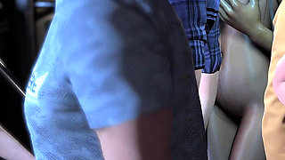 3D Horny Slut Babe Wearing Hot Bodystockings Got Fucked on the Bus