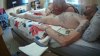 stepson cums from blowjob and masturbation