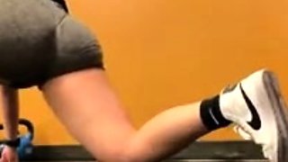 Hot Candid Blonde Girl Exercising in Gym Wearing S