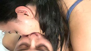Lesbian Girl Fucks My Throat with Her Huge Tongue