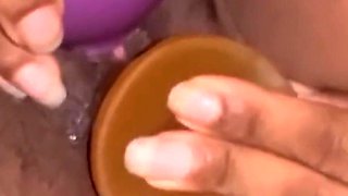 Stimulating My Clit with Vibrator Fucking My Pussy with Big Dildo