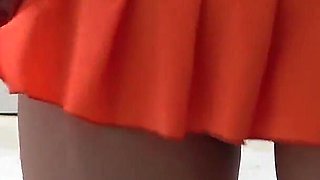 Mini Skirt and G String Panties and Sticking Out Natural Boobs From T-shirt Japanese Girl Natsume Maki's Room Cleaning