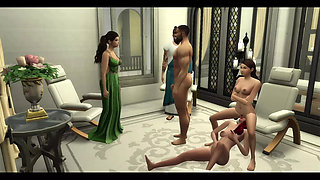 The Blissful Simmers_sims in Rome Bath House Sex Day