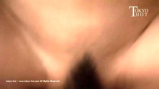 Adorable Hairy Japanese babe enjoys creampie cumshot - big Asian tits