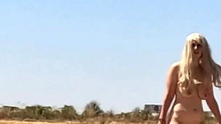 Slave Tih with a Bucket of Pussy Shows off to the Cars