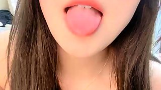 POV close up asian gf blowjob