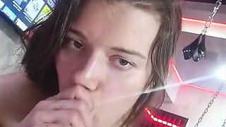 BDSM Hotel, Fuck Machine, Bondage, Sperm on Face