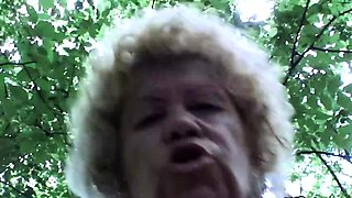 Granny has blind date in the woods