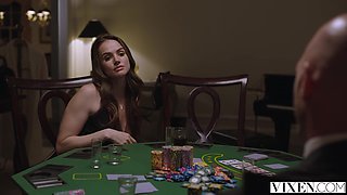 Luxury ladies share classy bald gentleman's BWC in erotic casino threesome