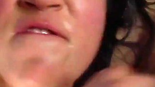 Brunette teen Suzanne Kelly sucks and fucks cock that cums