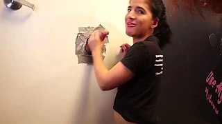 Two Girls Sharing Dicks through the Gloryhole - Vanessa Cliff