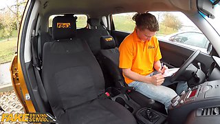 Fake driving school blonde learner amaris and her flawless knockers nailed