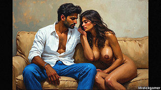 Blonde Indian girl and her three boyfriends gangbang her