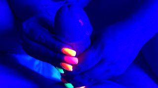 Black Light Glowing Nail Handjob