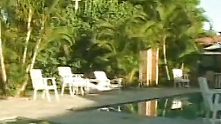 Brazilian Teen Girl with Small Tits has sex by the Pool