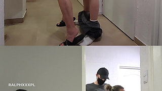 Cuckold Husband Takes Free Pizza, Wife Fucks Pizza Delivery Man and Feeds Husband His Cum