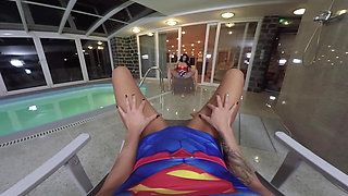 Cutie Plays with Her Lesbian Girlfriend Near Pool
