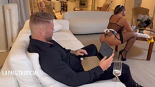 Curvy Busty Latina Maid In a Sexy Uniform Sucks Her Boss's Dick & Lets Him Fuck Her Hard To Atone