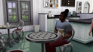Sims 4  Busty Barista Interracial Sex