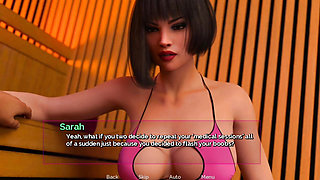 Hot Stepmom And stepsister Topless in Spa In front of Qboy