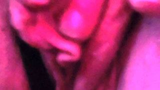 Muscular woman with big grunts with lust and dirty after waking up