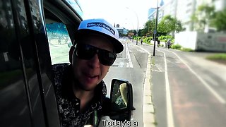 BUMS BUS - Van sex with naughty brunette German MILF Dacada