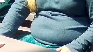 Sexy blonde with nice rack on cam camel toe at the end