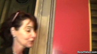 Amateur granny Joyce Mifle brought home big cock guy Max Casanova and gave him head then stripped to lingerie wet pussy pounded in various positions