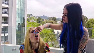 Dominatrix Nika uses a human ashtray for her smoking fetish