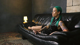 Smoking in a Pvc Dress