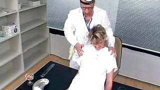 Sick patient and horny doctor giving a horny German nurse some warm cum