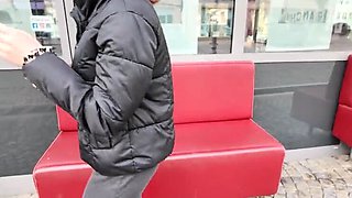 Poluna Loves Public Toilet Blowjob and Fuck - Risky City Walking Sex