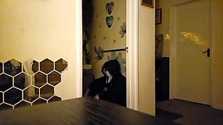 Masked nympho plowing her starving cunt with a sex toy