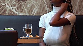 braless and see through outfit in public