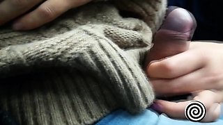 Public train blowjob by a kinky amateur milf