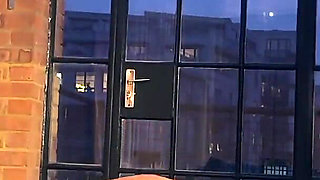 Fucking Ballhooded Sissy by the Window for Whole World to See