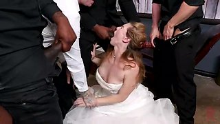 sexy bride gets fucked by a group of horny guys
