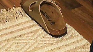 Golden Mules & Black Nylons - Sensual Shoe Removal