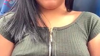 Latina on bus with dildo