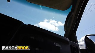 Bangbros - Amiee Cambridge sucks johnny's giant pecker in the bang bus before taking a facial cumshot