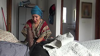 This Turkish Granny Is Shocked !!! I Take Out My Big Black Cock In Front Of Her