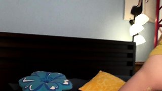 Amateur blonde tattooed babe toying her big cunt