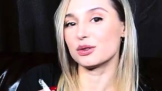 Perfect blond making solo masturbation