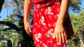 Amateur redhead Jacqueline with glasses masturbates