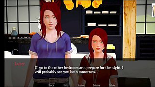 Naughty gameplay with petite and busty redhead in an adult visual novel